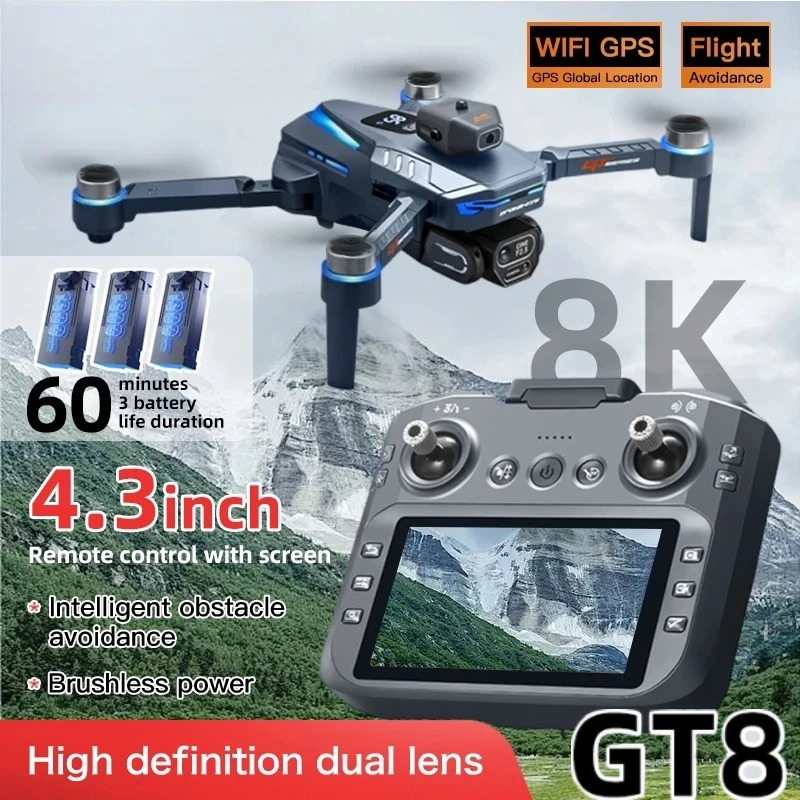 Drone Photogrammetry - オリジナルGT8ドローン 8Kプロフェッショナルデュアルカメラ GPS FPV ブラシレスモーター オプティカルフローホバリング