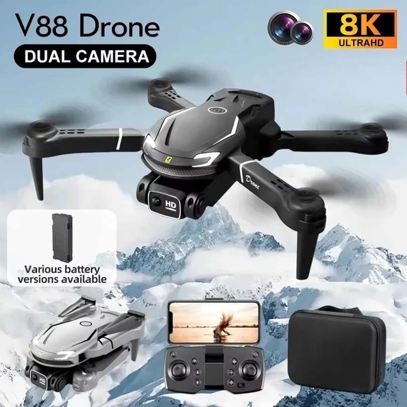 Drone Surveying - XiaomiドローンV88 8KプロフェッショナルHD空撮リモコン航空機折りたたみクアッドコプター減圧おもちゃミニドローン用