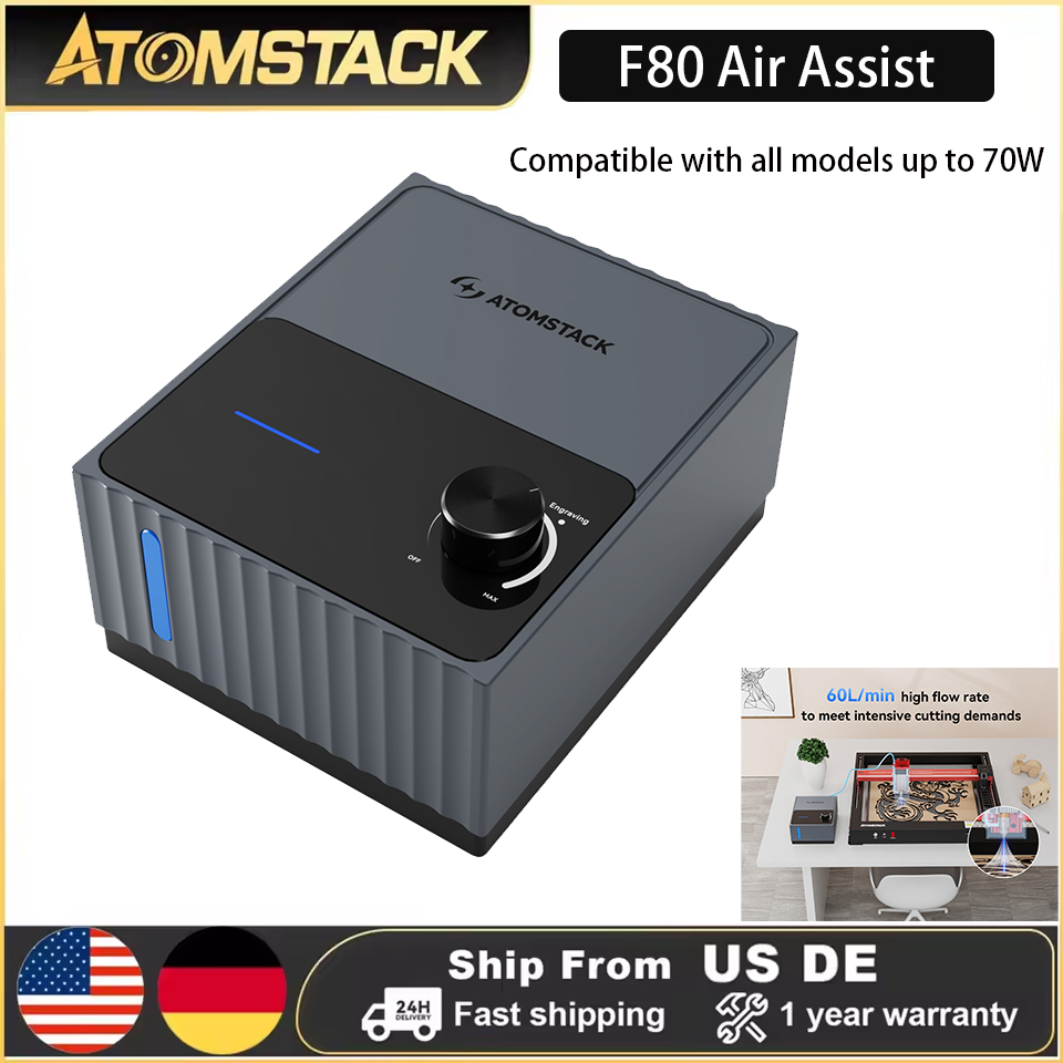 Drone Lidar - Atomstack F80 レーザー彫刻機用エアアシストポンプ 強力な煙除去機能 切断精度向上 低騒音エアポンプ